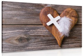 Obraz kríž na drevenom pozadí