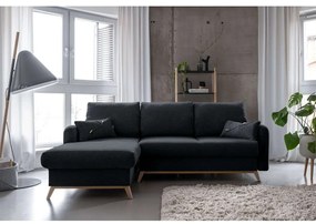 Tmavosivá rozkladacia rohová pohovka Miuform Scandic Lagom, ľavý roh