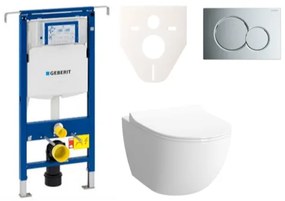 Cenovo zvýhodnený závesný WC set Geberit do ľahkých stien / predstenová montáž + WC VitrA VitrA Shift SIKOGES4N2, 1 ks