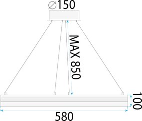 Toolight Toolight, LED závesné svietidlo 58cm s diaľkovým ovládaním APP1672-CP, zlatá matná, OSW-06137