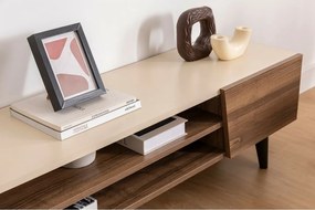 Clark TV stolík z orechového dreva a béžovej farby