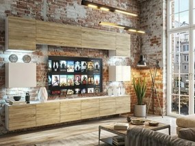 Obývacia stena Belini Premium Full Version dub sonoma / biely lesk + LED osvetlenie Nexum 41