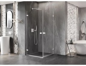 Mexen Lunar-B Duo, výklopný sprchový kút 90 x 90 cm, 8mm číre sklo, biely profil, 832-090L-090P-20-00