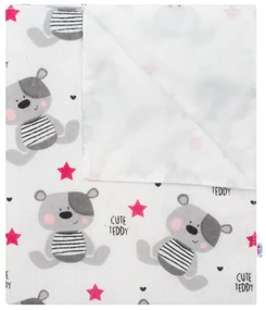 Nepremokavá flanelová podložka New Baby Cute Teddy ružová