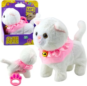 LEAN Toys Interaktívna mačička na vodítku Pink Tinkerbell Walks Meow