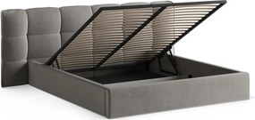 Sivá čalúnená dvojlôžková posteľ s úložným priestorom s roštom 200x200 cm Eric – Micadoni
