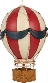 Červeno-biela kovová závesná dekorácia teplovzdušný balón - Ø 26*42 cm