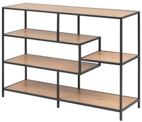 Čierna/prírodná knižnica v dekore duba 114x78 cm Seaford – Actona
