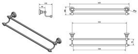 SAPHO 1318-11 Diamond dvojitý držiak uterákov 60 cm, bronzová