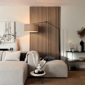 Stojaca lampa čierna so svetlohnedým tienidlom 50 cm nastaviteľná - Editor