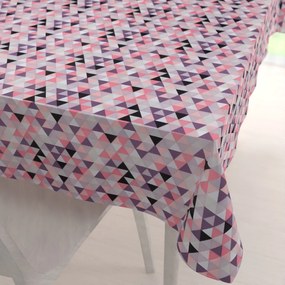 Biante Bavlnený obdĺžnikový obrus Sandra SA-330 Ružovo-fialovo-čierne trojuholníčky 120x200 cm