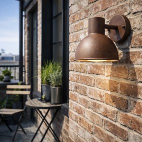Priemyselná vonkajšia nástenná lampa hrdzavohnedá okrúhla IP44 - Natas