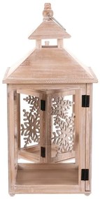 Súprava drevených lampášov Vločka 2 ks, prírodná