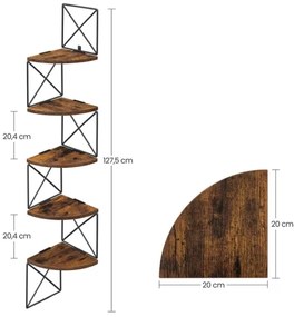 Rohová nástenná polica SNAKE hnedá/čierna