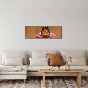 Obraz motýľa na kvetine (s hodinami) (90x30 cm)