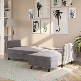 Sivá zamatová rozkladacia rohová pohovka Perry – Støraa