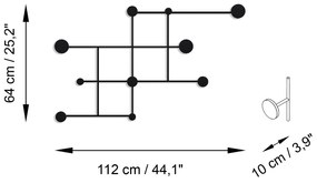Nástěnný kovový věšák Fatara 112 cm černý