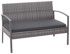 Záhradná súprava 2 kresiel, pohovky a stolíka HWC-F56 - sivá, vankúše tmavosivá