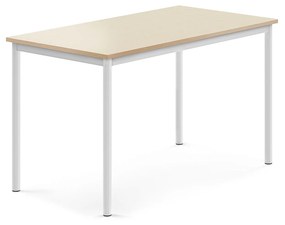 Stôl SONITUS, 1200x700x720 mm, HPL - breza, biela