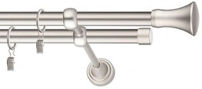 Dekorstudio Chrómová matná dvojradová garniža MONACO 19mm Dĺžka: 120cm, Typ uchytenia: Držiak dvojitý modern, Typ príslušenstva: Bez príslušenstva