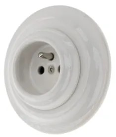 Bohemia-Design - Porcelánová retro domová zásuvka s rámčekom 250V/16A biela