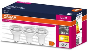 3PAK LED žiarovka GU10 4,5W = 50W 350lm 3000K Warm 36° OSRAM Value