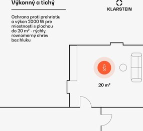 Klarstein Bornholm Curved Ambient, konvektor, 1000/2000 W, čierny