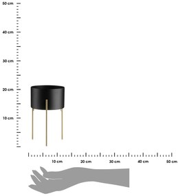 KOVOVÝ KVETINÁČ SO STOJANOM LOFT 20X13 CM ČIERNA/ZLATÁ