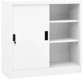 Kancelárska skriňa s posuvnými dverami biela 90x40x90 cm oceľ