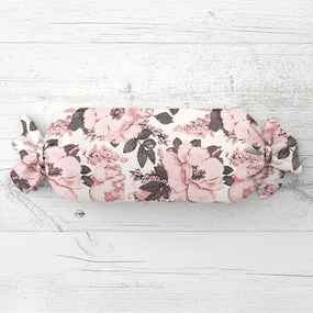Biante Vankúš valec bonbon Sandra SA-549 Ružové ruže a puky na bielom 15x80 cm