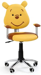 Detská stolička na kolieskach KUBUS — ekokoža, žltá/hnedá