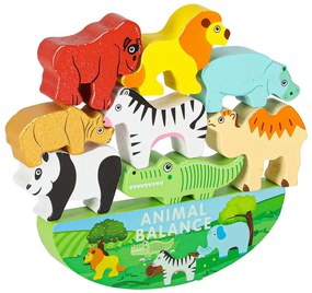 KIK Drevená balančná hra Safari – Montessori puzzle so zvieratkami