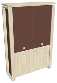 Vysoká skriňa Verno+ S 140 x 46 x 210 cm, kombinované dvere, agát / hnedá