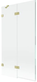 Mexen Lunar, 2-krídlová vaňová zástena ľavá 100 x 150 cm, číre sklo, zlatá matná, 897-100-100-55-00-L
