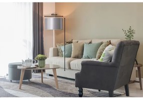 Duolla - Stojací  lampa CANNES 1xE27/15W/230V pr. 45 cm strieborná/biela