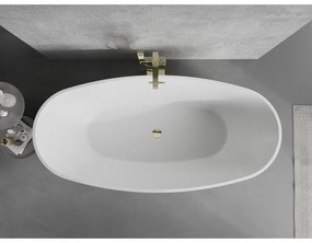 Mexen Lira, voľne stojaca vaňa, vzor, 170 x 80 cm, biela-čierna, zlatý lesklý prepad, 52831708075-50