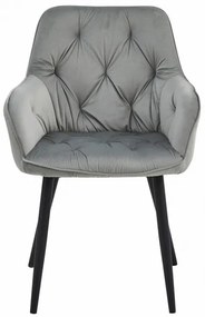 Set dvoch jedálenských stoličiek JORK zamatové, strieborné / sivé (čierne nohy) 2 ks