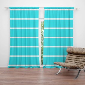 Sablio Záves Biele pruhy na modrej: 2 ks 140x250 cm