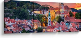 Obraz - Český Krumlov (s hodinami) (90x30 cm)