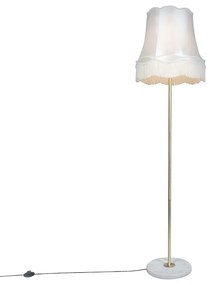 Retro stojaca lampa mosadz s krémovým odtieňom Granny 45 cm - Kaso