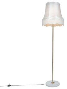 Retro stojaca lampa mosadz s tienidlom Granny krémová 45 cm - Kaso
