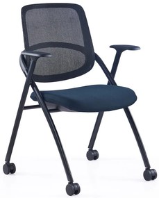 Konferenčná stolička MEET U20 modrá tmavá na kolieskách / klzákoch