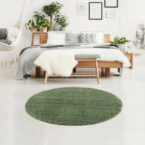 Dekorstudio Jednofarebný okrúhly koberec PULPY zelený Priemer koberca: 120cm