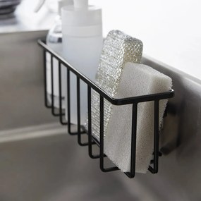 Čierny kovový stojan na umývacie prostriedky bez vŕtania Film Hook – YAMAZAKI