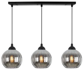 Závesné svietidlo Costa, 3x grafitové sklenené tienidlo, b
