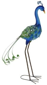 Záhradná kovová figúrka Peafowl, 80 cm, modrá
