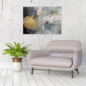 Obraz - Abstrakcia so zlatou guľou (70x50 cm)