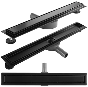 Rea Neox Pro Black, odtokový sprchový žľab 90 cm, čierna matná, REA-G7804