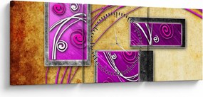 Obraz abstrakcie (s hodinami) (90x30 cm)