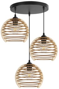 Závesné svietidlo Timber, 3x drevené tienidlo, o, n